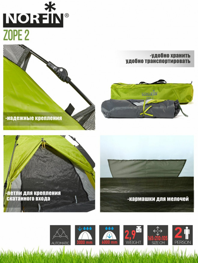 Палатка автоматическая 2-х местная Norfin ZOPE 2 NF